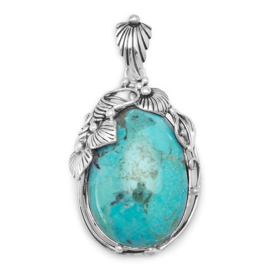 Oval Reconstituted Turquoise Pendant freeshipping - Higher Class Elegance