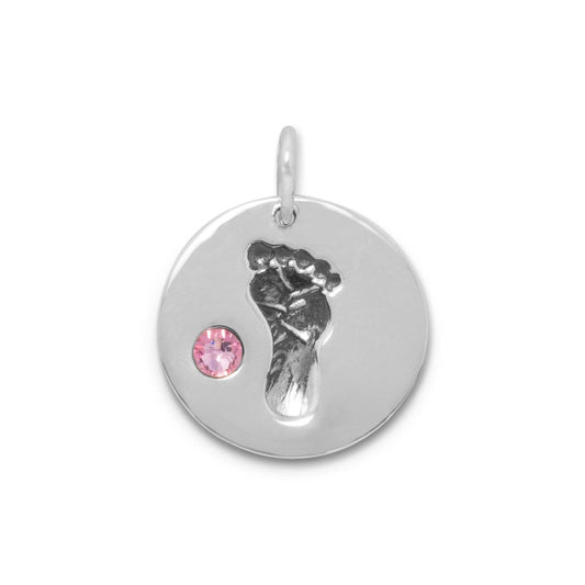 Footprint Charm with Pink Crystal freeshipping - Higher Class Elegance