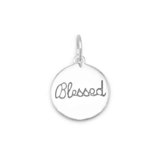 Rhodium Plated "Blessed" Charm freeshipping - Higher Class Elegance