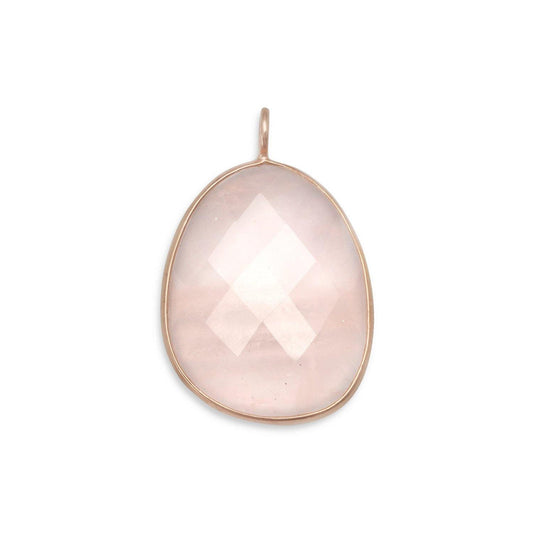 14 Karat Rose Gold Plated Rose Quartz Pendant freeshipping - Higher Class Elegance