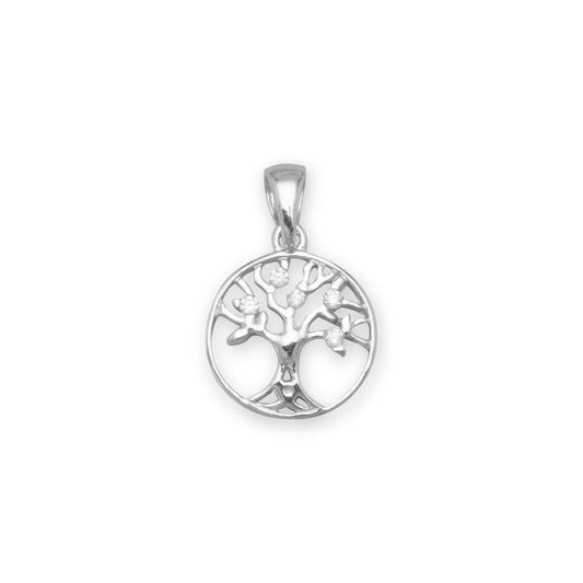 Rhodium Plated CZ Tree of Life Pendant freeshipping - Higher Class Elegance