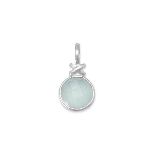 Faceted Sea Green Chalcedony Pendant with "X" Design freeshipping - Higher Class Elegance