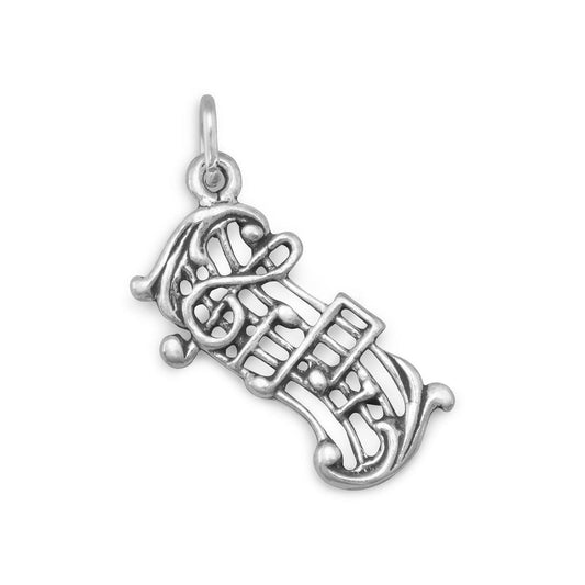 Oxidized Music Staff Charm freeshipping - Higher Class Elegance