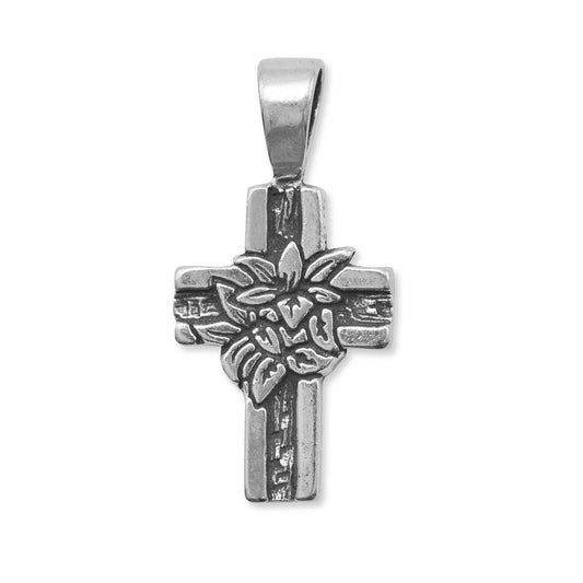 Oxidized Cross Pendant with Lilies freeshipping - Higher Class Elegance
