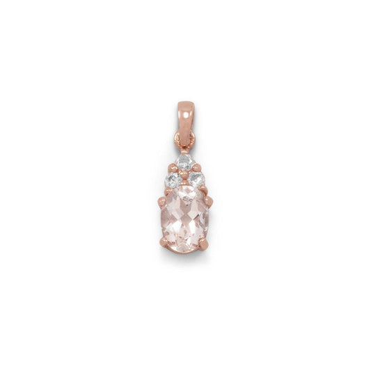 14 Karat Rose Gold Plated Morganite and White Topaz Pendant freeshipping - Higher Class Elegance