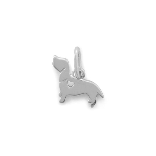 Rhodium Plated Darling Dachshund Dog Charm freeshipping - Higher Class Elegance