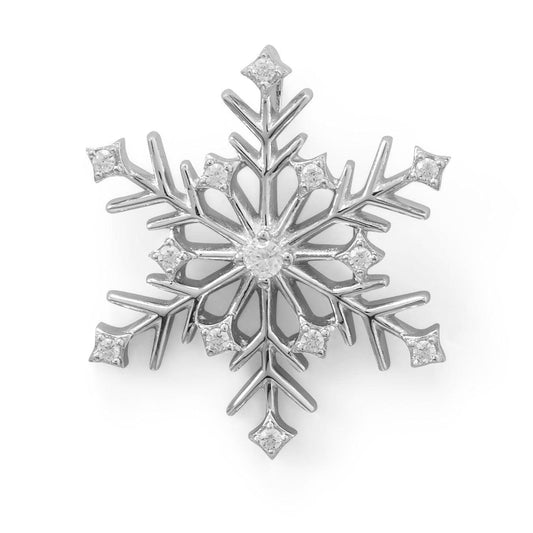 Rhodium Plated 6 Point CZ Snowflake Slide freeshipping - Higher Class Elegance