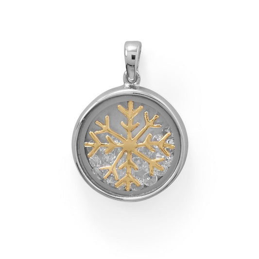 Two Tone Dancing CZ's Snowflake Pendant freeshipping - Higher Class Elegance