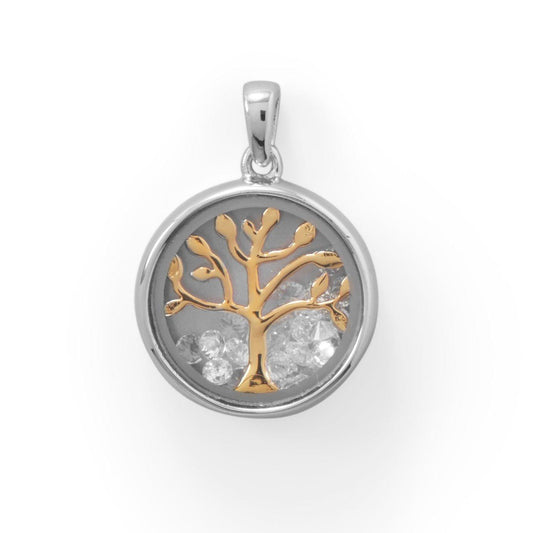 Two Tone Dancing CZ's Tree Pendant freeshipping - Higher Class Elegance