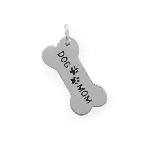 Rhodium Plated Sterling Silver Dog Mom Charm freeshipping - Higher Class Elegance