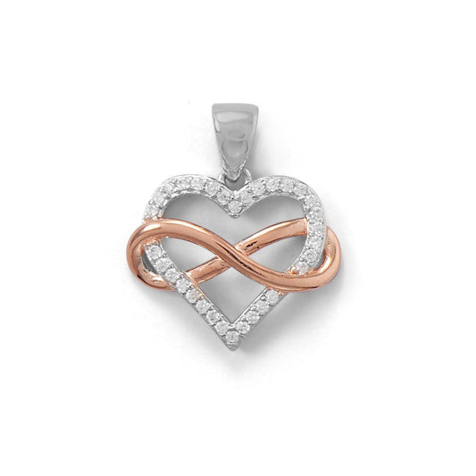 Two Tone CZ Infinity Heart Pendant freeshipping - Higher Class Elegance