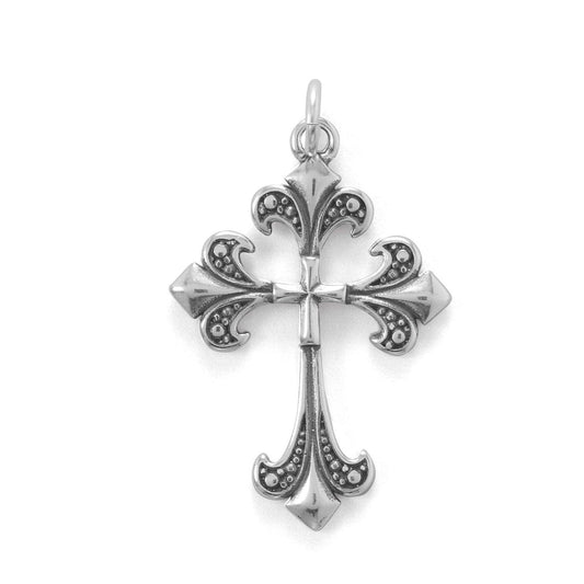 Oxidized Fleur-De-Lis Cross Pendant freeshipping - Higher Class Elegance
