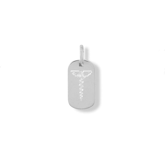 Engravable Rhodium Plated Dog Tag Pendant freeshipping - Higher Class Elegance