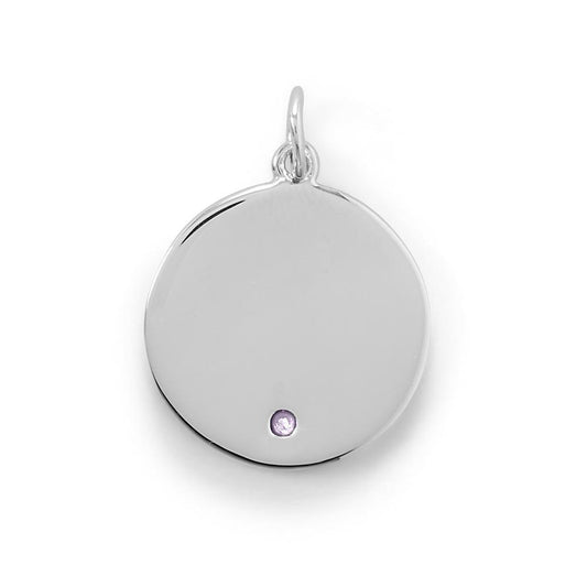 Engravable Rhodium Plated CZ Pendant - June Birthstone freeshipping - Higher Class Elegance