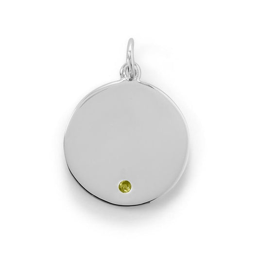 Engravable Rhodium Plated CZ Pendant - November Birthstone freeshipping - Higher Class Elegance