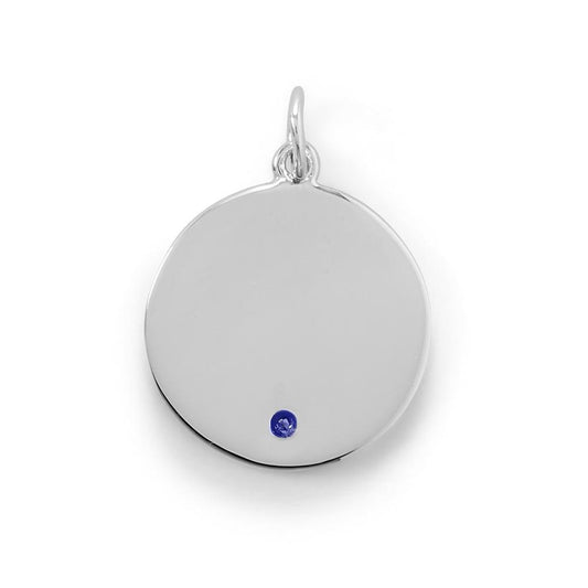 Engravable Rhodium Plated CZ Pendant - September Birthstone freeshipping - Higher Class Elegance