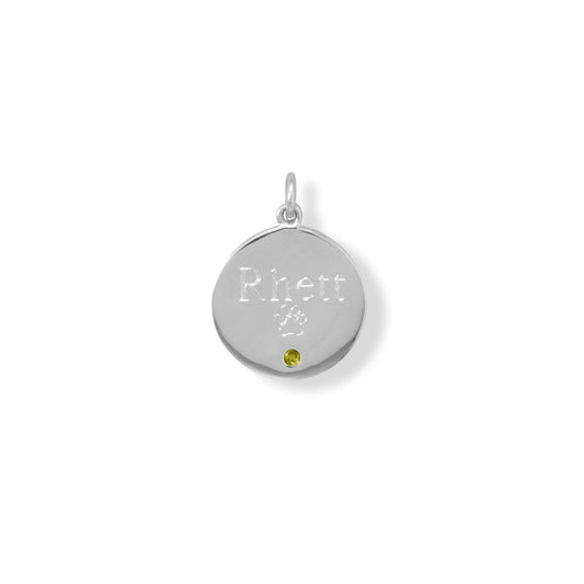 Engravable Rhodium Plated CZ Pendant - November Birthstone freeshipping - Higher Class Elegance