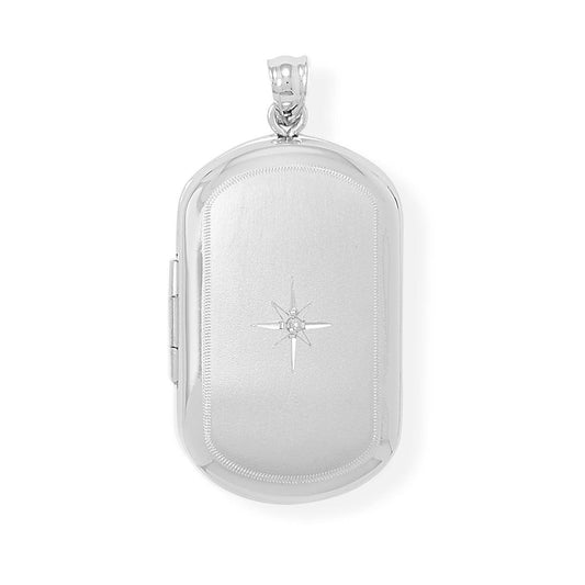 Oblong Memory Keeper Locket with Diamond Accent freeshipping - Higher Class Elegance