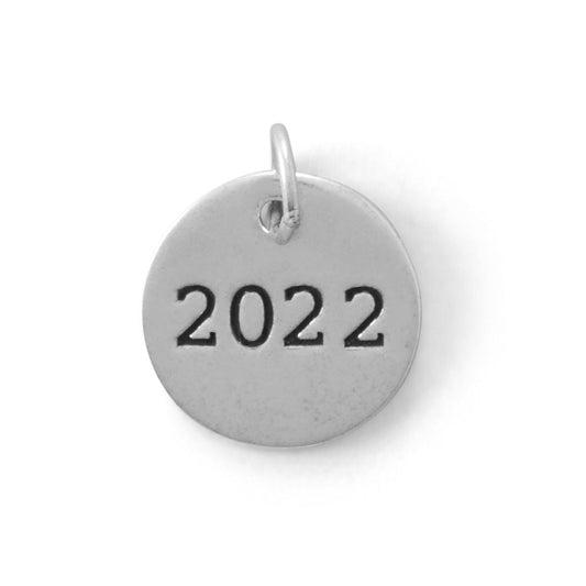 Sterling Silver "2022" Round Charm freeshipping - Higher Class Elegance