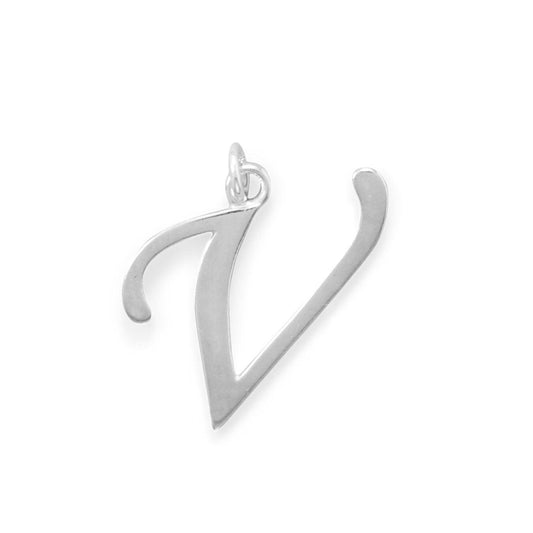 Polished Letter V Initial Pendant freeshipping - Higher Class Elegance