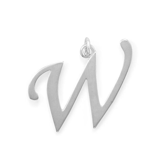 Polished Letter W Initial Pendant freeshipping - Higher Class Elegance