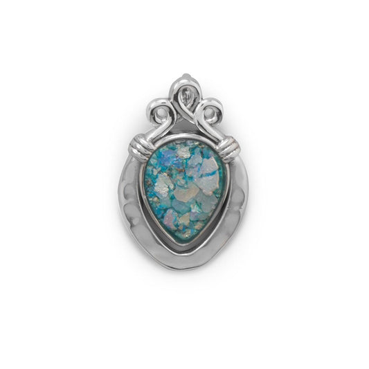 Hammered Pear Roman Glass Pendant freeshipping - Higher Class Elegance