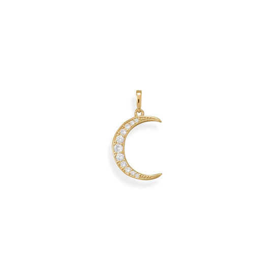 Be Bright! 14 Karat Gold Plated CZ Crescent Moon Pendant freeshipping - Higher Class Elegance