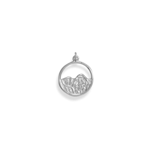 Rhodium Plated Mountain Circle Pendant freeshipping - Higher Class Elegance