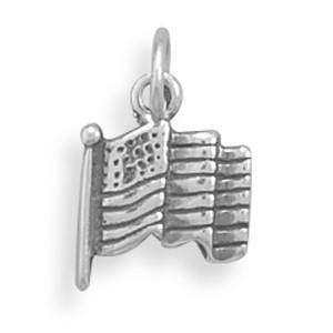 Small Oxidized American Flag Charm freeshipping - Higher Class Elegance