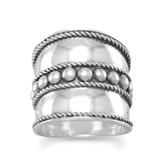 Bali Ring with Flat Beads in the Center and Rope Edge freeshipping - Higher Class Elegance