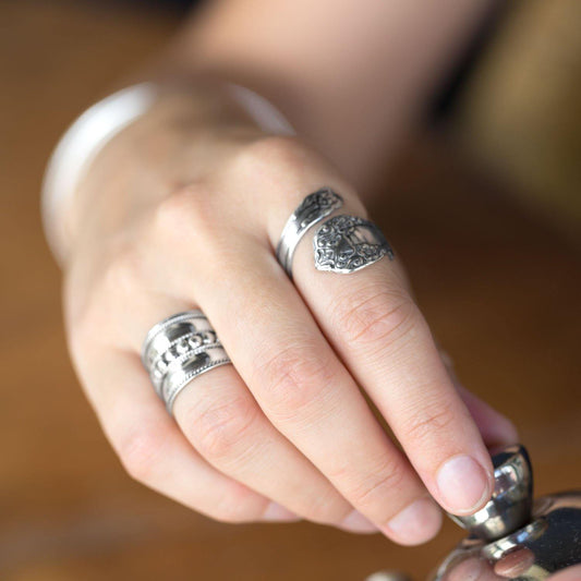 Oxidized Floral Spoon Ring freeshipping - Higher Class Elegance