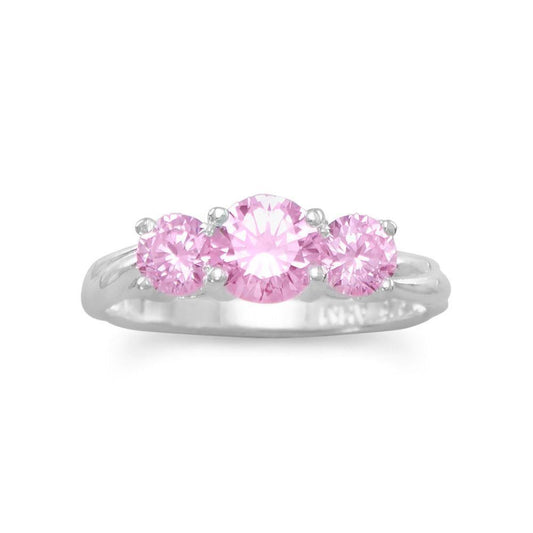 Pink and Pretty! Ring with 3 Pink CZs freeshipping - Higher Class Elegance