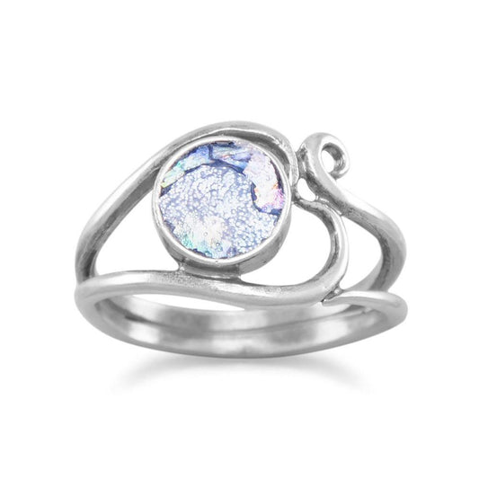 Oxidized Ancient Roman Glass Ring with Ornate Design freeshipping - Higher Class Elegance
