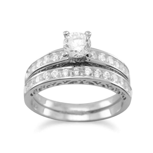 Rhodium Plated Wedding Band Set freeshipping - Higher Class Elegance