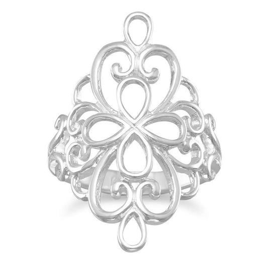 Polished Ornate Filigree Ring freeshipping - Higher Class Elegance