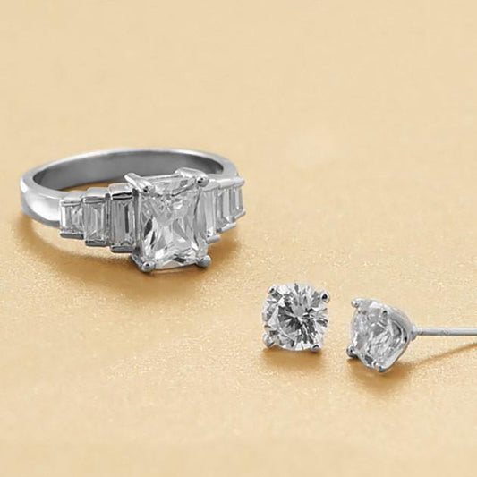 Rhodium Plated 6mm CZ Stud Earrings freeshipping - Higher Class Elegance