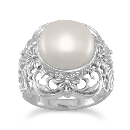 Ornate Cultured Freshwater Pearl Ring freeshipping - Higher Class Elegance