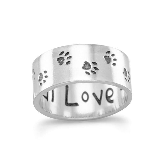 Oxidized Paw Print Band freeshipping - Higher Class Elegance