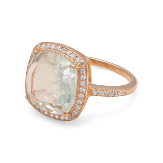 14K Rose Gold Plated Prasiolite Ring freeshipping - Higher Class Elegance