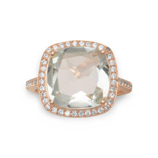 14K Rose Gold Plated Prasiolite Ring freeshipping - Higher Class Elegance