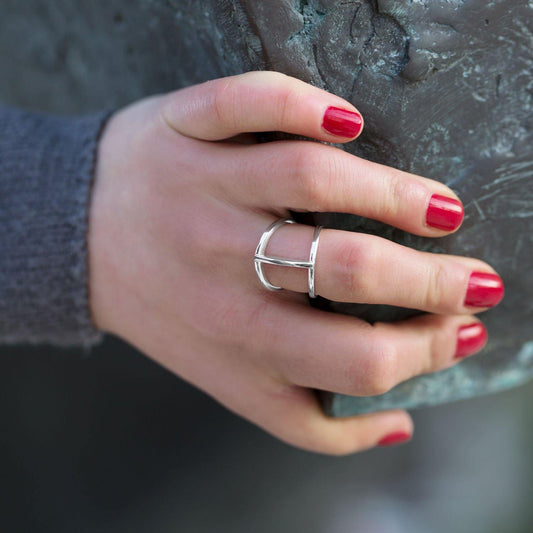 Double Row Ring with Center Bar freeshipping - Higher Class Elegance