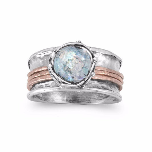 Two Tone Roman Glass Spin Ring freeshipping - Higher Class Elegance