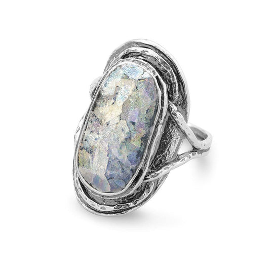 Oxidized Oval Roman Glass Ring freeshipping - Higher Class Elegance