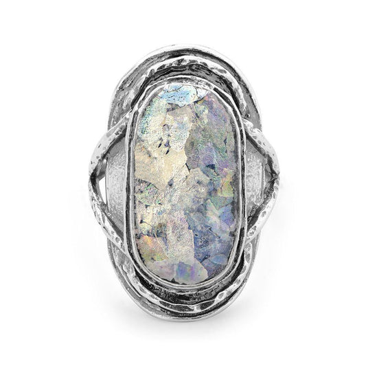 Oxidized Oval Roman Glass Ring freeshipping - Higher Class Elegance