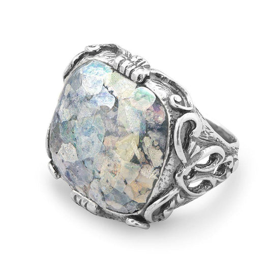 Ornate Large Square Roman Glass Ring freeshipping - Higher Class Elegance