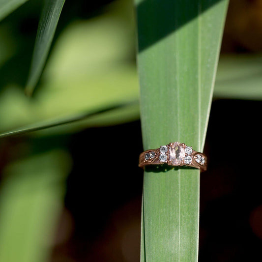 14 Karat Rose Gold Plated Morganite and White Topaz Ring freeshipping - Higher Class Elegance