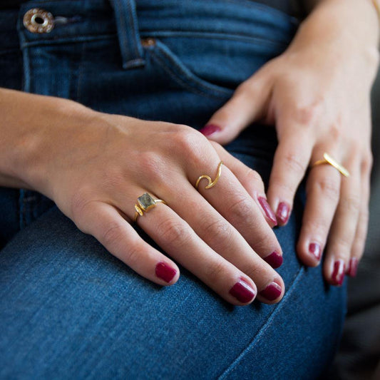 14 Karat Gold Plated Wave Ring freeshipping - Higher Class Elegance