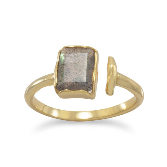 14 Karat Gold Plated Rectangular Labradorite Ring freeshipping - Higher Class Elegance