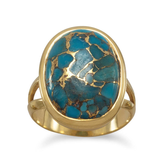 14 Karat Gold Plated Stabilized Turquoise Ring freeshipping - Higher Class Elegance