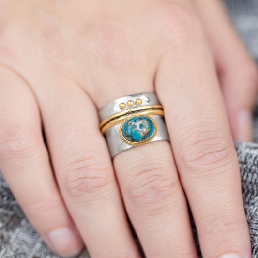 Two Tone Stabilized Turquoise Ring freeshipping - Higher Class Elegance